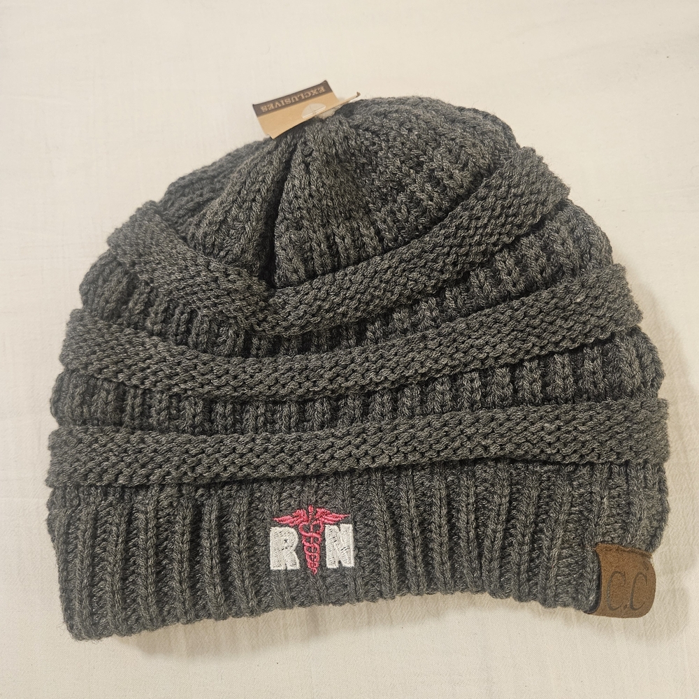 C.C Charcoal Knit Beanie for Nurse